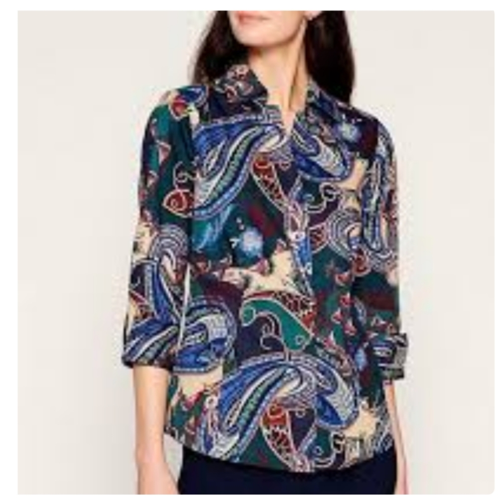 NEW Taylor Investments Blouse Paisley 3/4 Sleeves Sz. 8P NWT